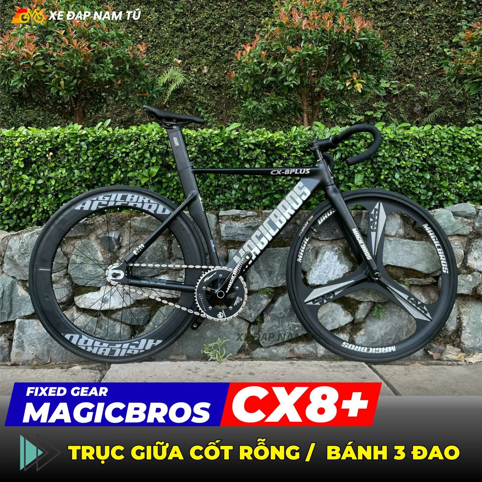 Xe đạp Fixgear MagicBros CX8 Plus - Mâm 3 đao trước — ảnh nguồn 3