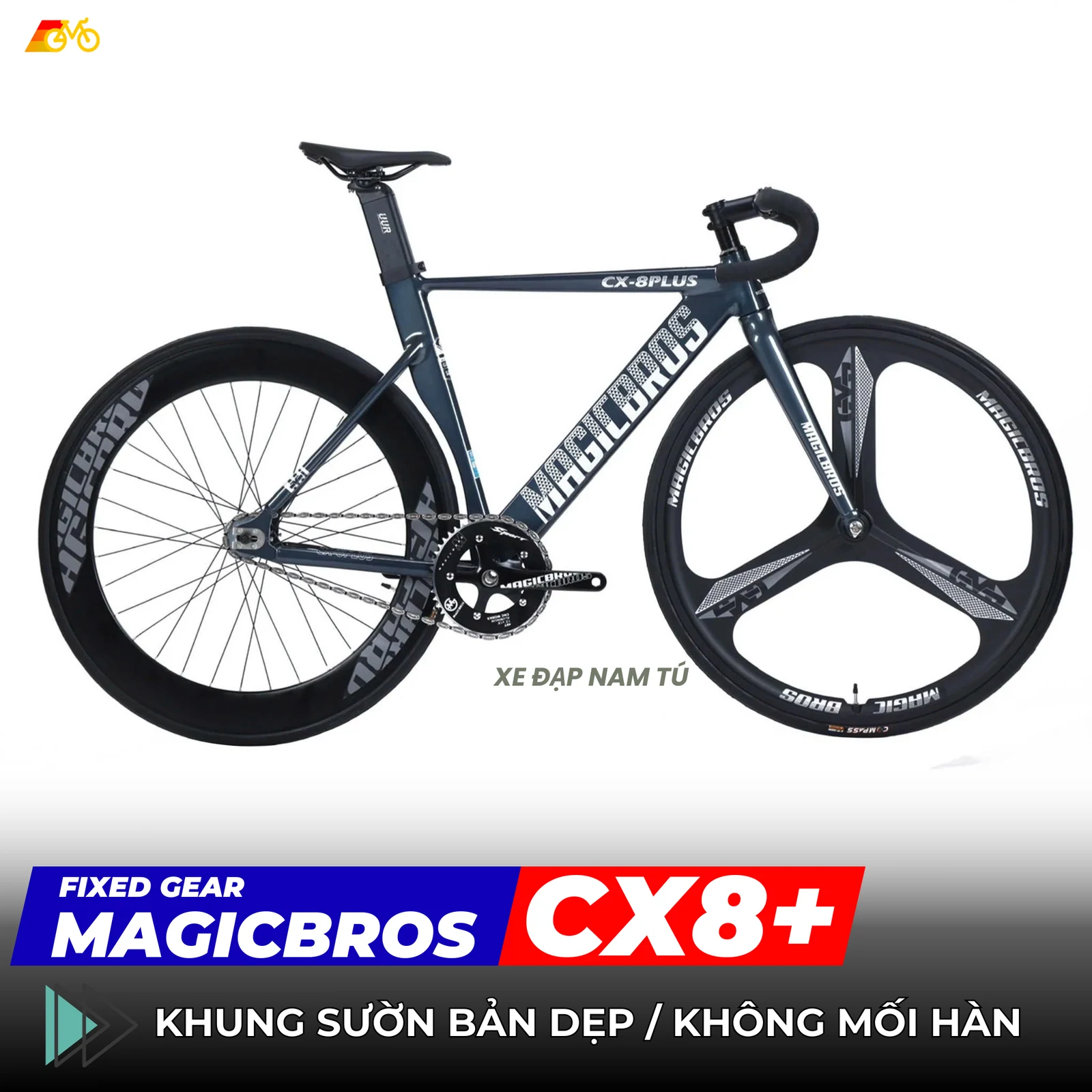 Xe đạp Fixgear MagicBros CX8 Plus - Mâm 3 đao trước — ảnh nguồn 4
