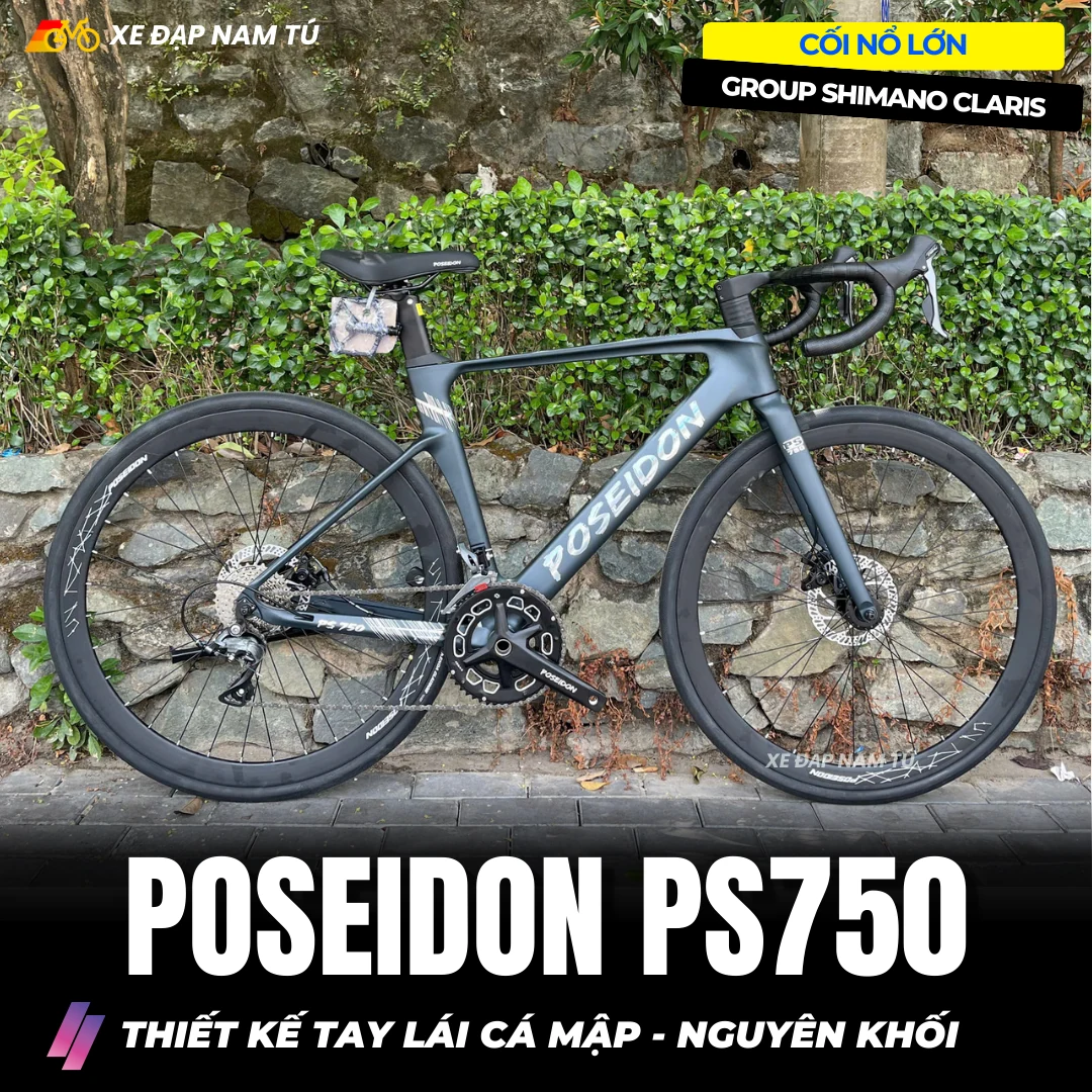 XE ĐẠP ĐUA POSEIDON PS750 [mẫu mới 2026] TAY LÁI LIỀN, GROUP SHIMANO, KHUNG MAGIE ĐÚC, CỐI NỔ LỚN — ảnh nguồn 1