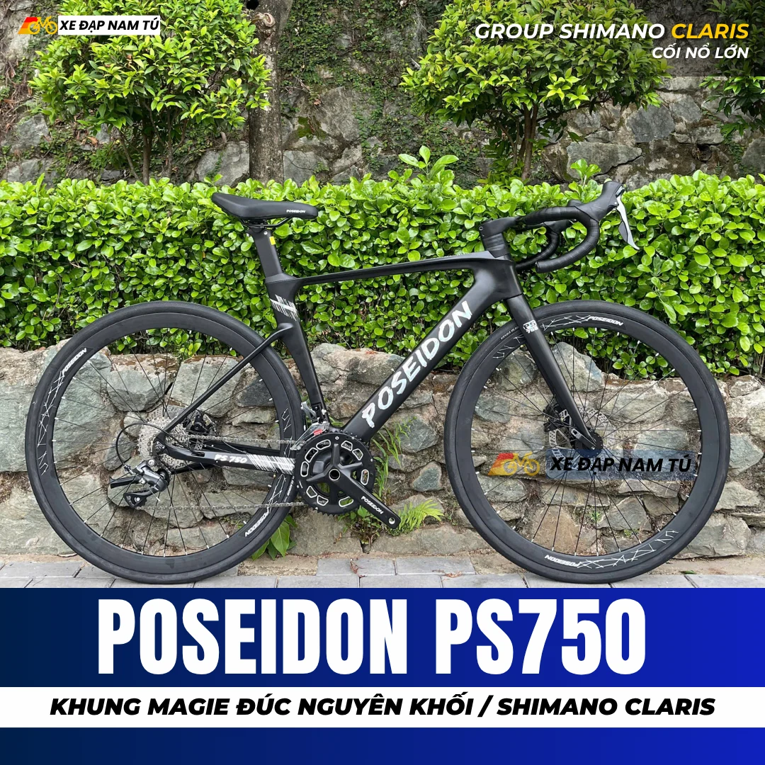XE ĐẠP ĐUA POSEIDON PS750 [mẫu mới 2026] TAY LÁI LIỀN, GROUP SHIMANO, KHUNG MAGIE ĐÚC, CỐI NỔ LỚN — ảnh nguồn 2