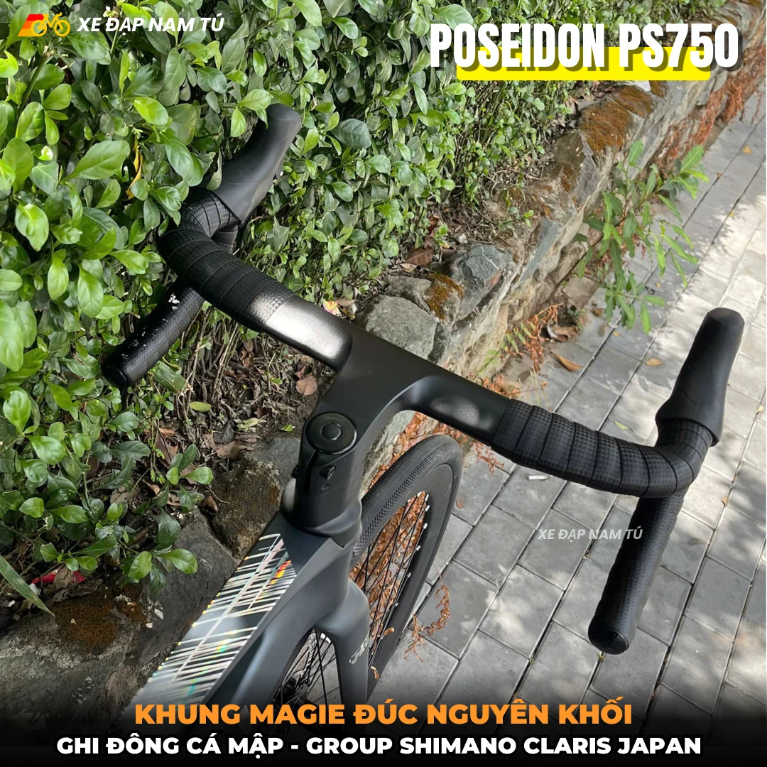 XE ĐẠP ĐUA POSEIDON PS750 [mẫu mới 2026] TAY LÁI LIỀN, GROUP SHIMANO, KHUNG MAGIE ĐÚC, CỐI NỔ LỚN — ảnh nguồn 3