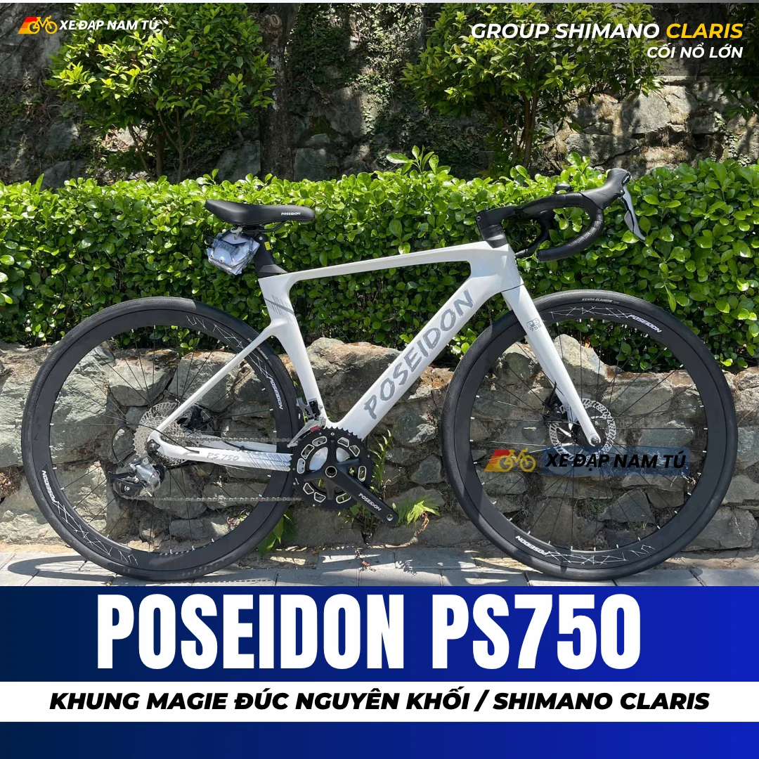 XE ĐẠP ĐUA POSEIDON PS750 [mẫu mới 2026] TAY LÁI LIỀN, GROUP SHIMANO, KHUNG MAGIE ĐÚC, CỐI NỔ LỚN — ảnh nguồn 4