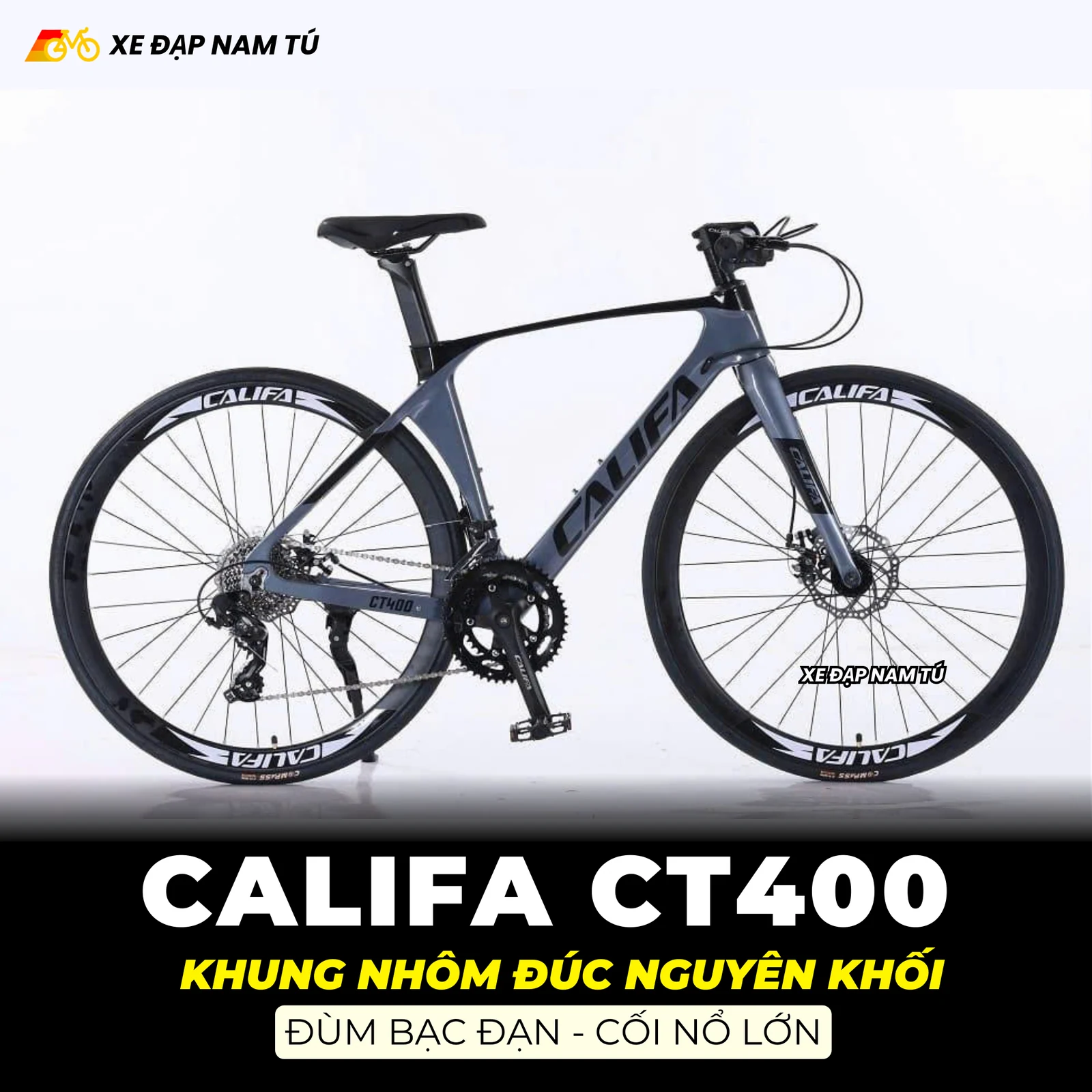 XE ĐẠP TOURING CALIFA CT400 – KHUNG NHÔM ĐÚC NGUYÊN KHỐI, CỐI NỔ LỚN, ĐÙM BẠC ĐẠN — ảnh nguồn 4